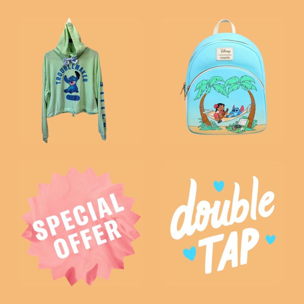 Lilo & Stitch Fan Package, Hoodie Small, Loungefly Hammock Mini Backpack